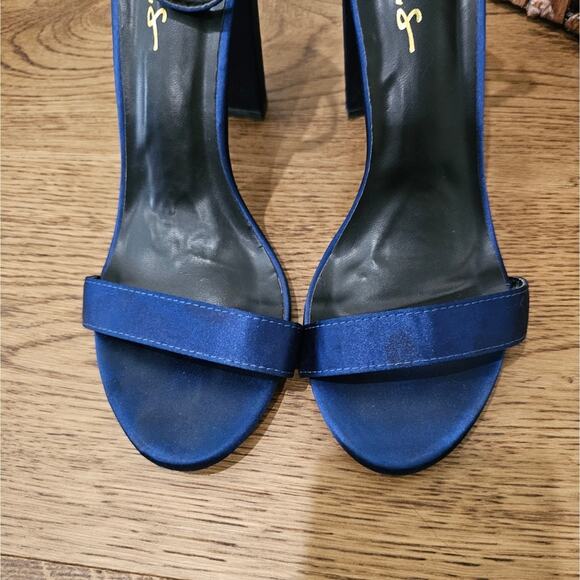 Lulu's Taylor Navy Satin Ankle Strap Heels - Picture 6 of 11